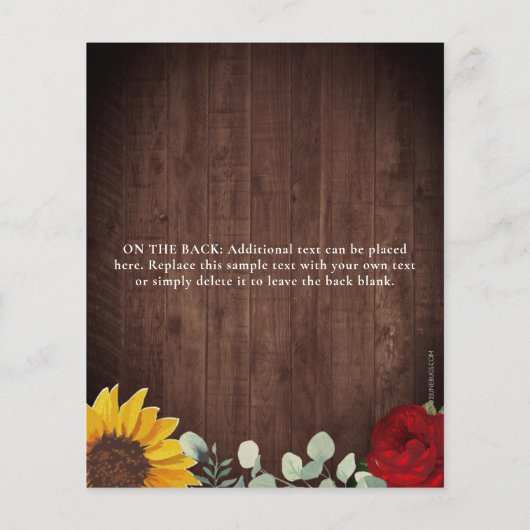 Zonnebloem Eucalyptus Red Rose Wood Weddenschap De (Achterkant)