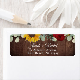 Zonnebloem Eucalyptus Red Rose Wood Weddenschap Etiket