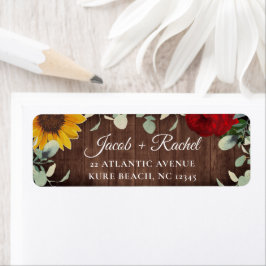 Zonnebloem Eucalyptus Red Rose Wood Weddenschap Etiket