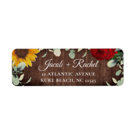 Zonnebloem Eucalyptus Red Rose Wood Weddenschap Etiket