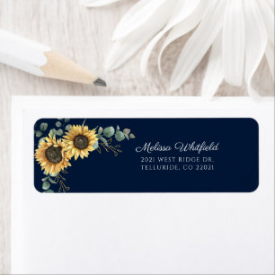 Zonnebloem Eucalyptus Retouradres met Bloemen Etiket