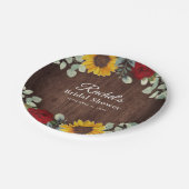 Zonnebloem Eucalyptus Rode Rozen Houten Bruidsdouc Papieren Bordje (Gekanteld)