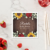 Zonnebloem Eucalyptus Rode Rozen Houten Bruidsdouc Servet (Insitu)