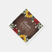 Zonnebloem Eucalyptus Rode Rozen Houten Bruidsdouc Servet (Hoek)