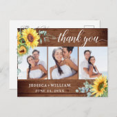 Zonnebloem Eucalyptus Rustic Hartelijk dank 3 FOTO Briefkaart (Voorkant / Achterkant)