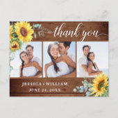 Zonnebloem Eucalyptus Rustic Hartelijk dank 3 FOTO Briefkaart (Voorkant)