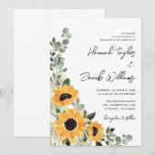 Zonnebloem Eucalyptus Rustic Wedding Kaart (Voorkant / Achterkant)