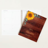 Zonnebloem eucalyptus rustiek hout monogram planner (Display)