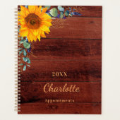 Zonnebloem eucalyptus rustiek hout monogram planner (Voorkant)