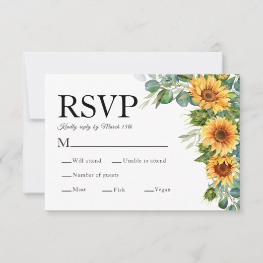 Zonnebloem Eucalyptus Rustiek Hout QR Code RSVP Ka (Voorkant)