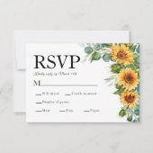 Zonnebloem Eucalyptus Rustiek Hout QR Code RSVP Ka Kaartje (Voorkant)