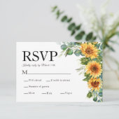 Zonnebloem Eucalyptus Rustiek Hout QR Code RSVP Ka Kaartje (Staand voorkant)
