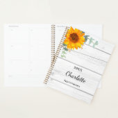 Zonnebloem eucalyptus rustiek wit hout naam planner (Display)