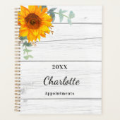 Zonnebloem eucalyptus rustiek wit hout naam planner (Voorkant)