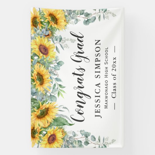 Zonnebloem Eucalyptus Rustige Afstuderen Afstudere Spandoek (Verticaal)