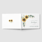 Zonnebloem Eucalyptus Script Bloem Bruiloft Gastenboek (Volledig)