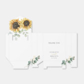 Zonnebloem Eucalyptus Script Bloemen bruiloft Bedankdoosjes (Uitgevouwen)