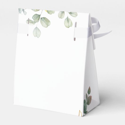 Zonnebloem Eucalyptus Script Bloemen bruiloft Bedankdoosjes (Achterkant)