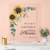 Zonnebloem Eucalyptus Script Bruiloft Feest Welkom Acryl Bord (Huwelijk)