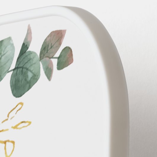 Zonnebloem Eucalyptus Script Naam Botanisch Pickleball Paddle (Links Detail)