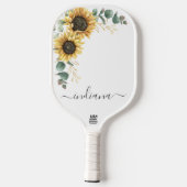 Zonnebloem Eucalyptus Script Naam Botanisch Pickleball Paddle (Achterkant)
