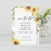 Zonnebloem Eucalyptus String Lights Weddenschap Save The Date (Staand voorkant)