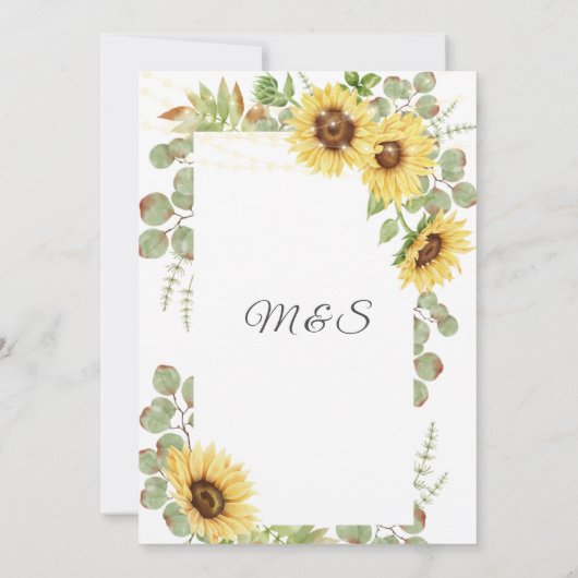 Zonnebloem Eucalyptus String Lights Weddenschap Save The Date (Achterkant)