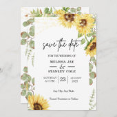 Zonnebloem Eucalyptus String Lights Weddenschap Save The Date (Voorkant / Achterkant)