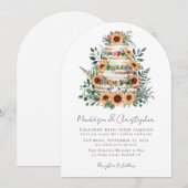 Zonnebloem Eucalyptus taart bruiloft Kaart (Voorkant / Achterkant)