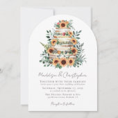 Zonnebloem Eucalyptus taart bruiloft Kaart (Voorkant)