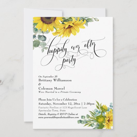 Zonnebloem Eucalyptus Tot het einde toe Feestje Kaart (Voorkant)