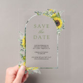 Zonnebloem Eucalyptus Trouw Save the Date Acryl Uitnodigingen (Insitu (Draagbaar))