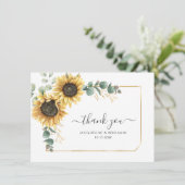 Zonnebloem eucalyptus trouwfoto dank u kaart (Staand voorkant)