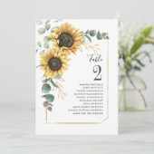 Zonnebloem Eucalyptus Trouwtafel Nummer Zitplaatse Kaart (Staand voorkant)