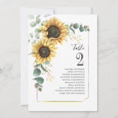Zonnebloem Eucalyptus Trouwtafel Nummer Zitplaatse Kaart (Achterkant)