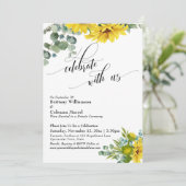 Zonnebloem Eucalyptus Vier met Ons Ontvangstfeestj Kaart (Staand voorkant)