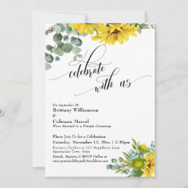 Zonnebloem Eucalyptus Vier met Ons Ontvangstfeestj Kaart