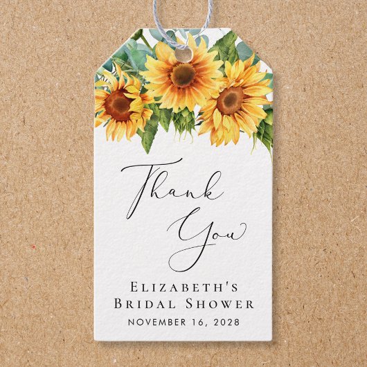 Zonnebloem Eucalyptus Vrijgezellenfeest Dank u Cadeaulabel