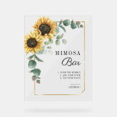 Zonnebloem Eucalyptus Vrijgezellenfeest Mimosa Bar Acryl Bord (Voorkant)