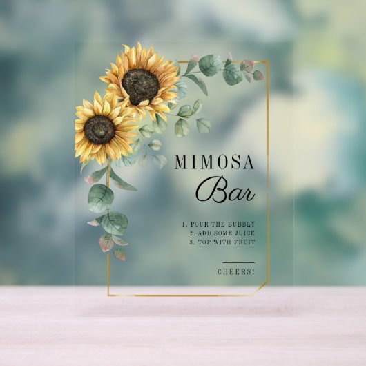 Zonnebloem Eucalyptus Vrijgezellenfeest Mimosa Bar Acryl Bord (Neutraal)