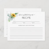 Zonnebloem Eucalyptus Vrijgezellenfeest Recipcard Informatiekaartje (Voorkant / Achterkant)