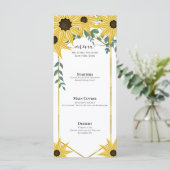 Zonnebloem Eucalyptus Waterverf Geel Bloemmotief Menu (Staand voorkant)