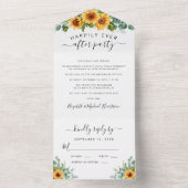 Zonnebloem Eucalyptus Waterverf Trouwreceptie All In One Uitnodiging (Binnen)