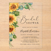 Zonnebloem Eucalyptus Waterverf Vrijgezellenfeest Acryl Uitnodigingen (Voorkant)