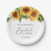 Zonnebloem Eucalyptus Waterverf Vrijgezellenfeest Papieren Bordje (Voorkant)