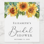 Zonnebloem Eucalyptus Waterverf Vrijgezellenfeest Wijn Etiket (Enkel label)