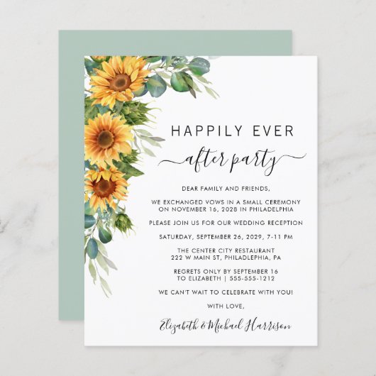 Zonnebloem Eucalyptus Waterverf Weddenschap (Voorkant / Achterkant)