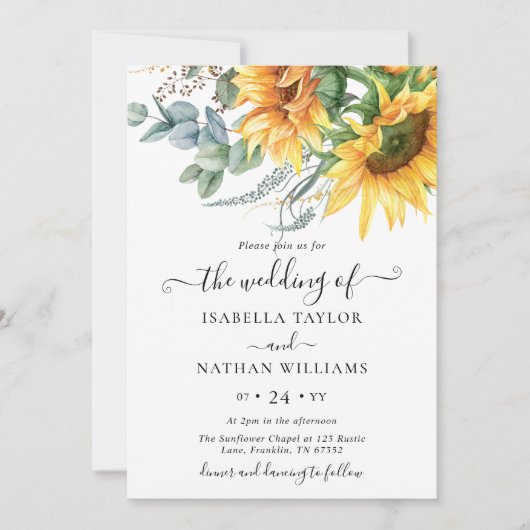 Zonnebloem Eucalyptus Weddenschap Kaart (Voorkant)