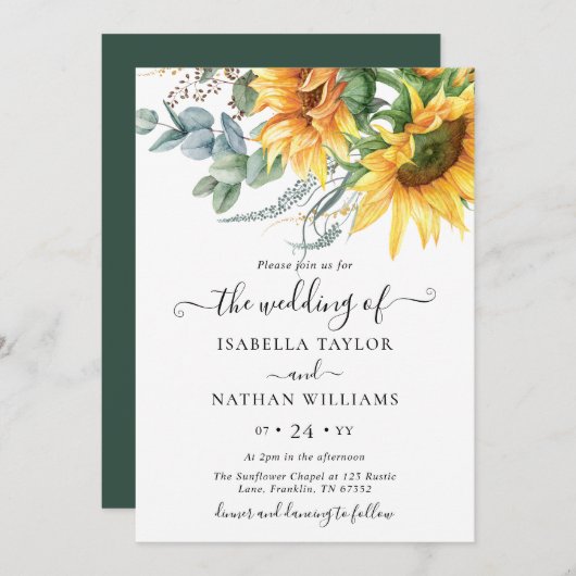 Zonnebloem Eucalyptus Weddenschap Kaart (Voorkant / Achterkant)