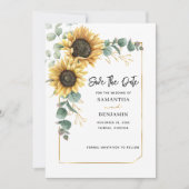 Zonnebloem Eucalyptus Weddenschap Save The Date (Voorkant)